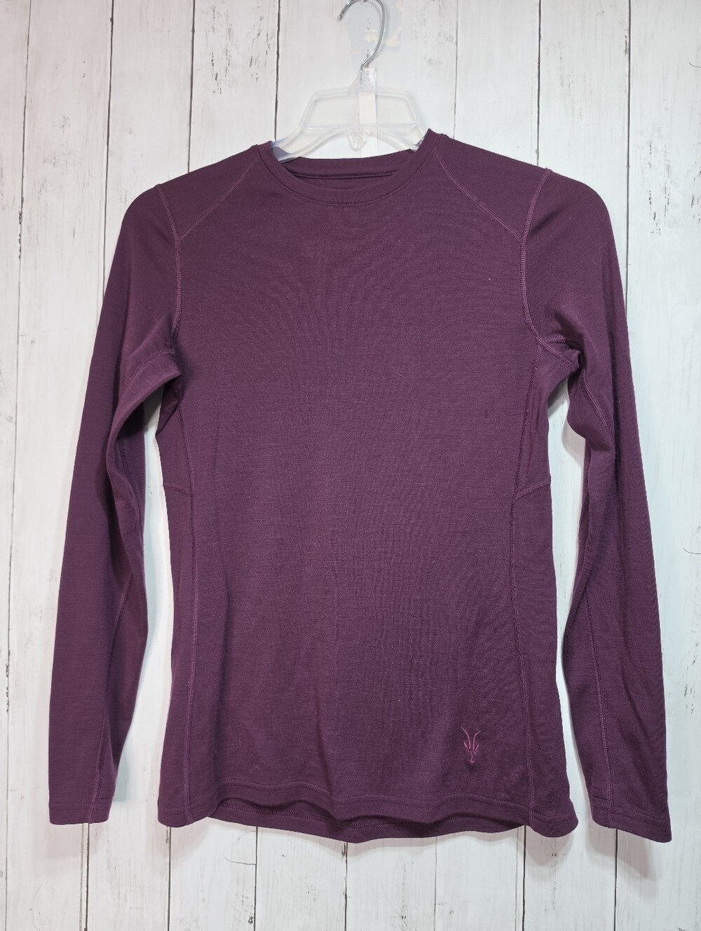 Ibex Women's Woolie Maroon 100% Merino Wool Knit Base Layer Shirt Size M/L.